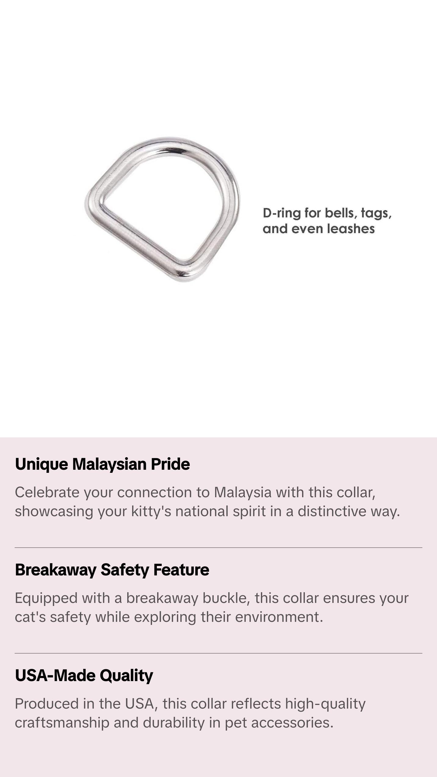 Cat Collar with Malaysia Flag | Great For National Holidays, Festivals, Parades, Sporting Events, Pride Events