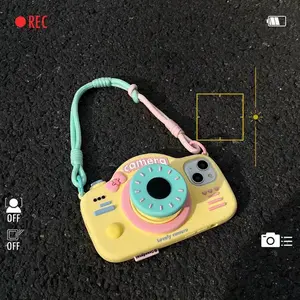 Cute Telescopic Stand Camera Lanyard iPhone 17 Apple 16 Compatible 14/15 Pro Max Phone Case Cover 11
