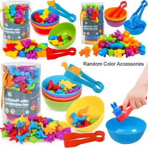 Counting Dinosaur Animals Toys Matching Games with Sorting Bowls Preschool Learning Activities for Math Color Sorting Educational Sensory Montessori STEM Toy Sets for Kids Aged 3+ Years Old Boys Girls, Back to school, exchange gift