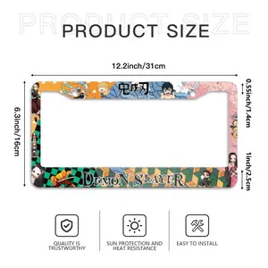 Demon Slayer Car License Plate Frame Holder - Universal Aluminum License Plate Frame Car License Plate Frame Accessories.