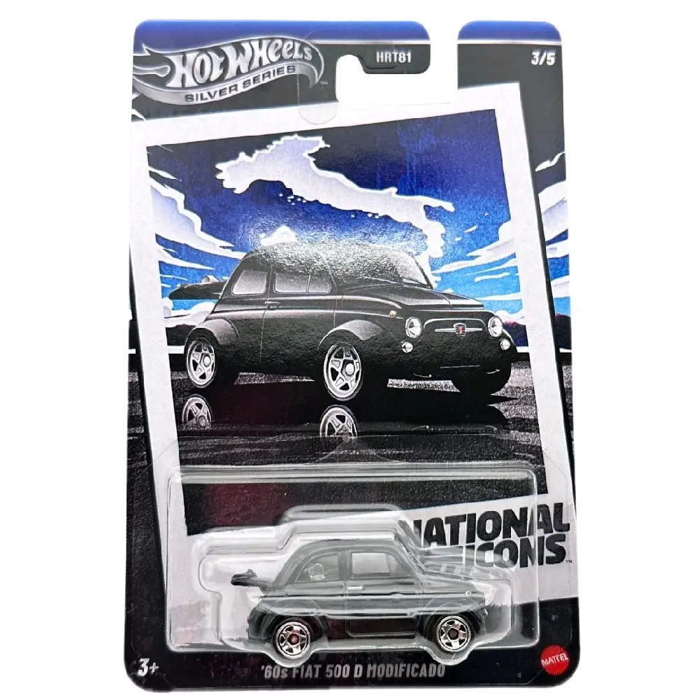 New 2025 Hot Wheels Silver Series National Icons Modified 60s Fiat 500D Collectible Diecast Toy Model Car, Iconic Vehicle, Collectibles, Model Cars