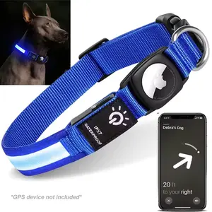 Dog Collar with AirTag Slot and Waterproof LED Light for safety (AirTag not included)