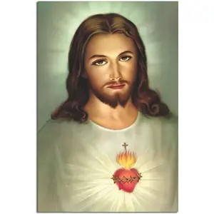 Trendy Poster-Jesus Christ Art Sacred Heart of Jesus Poster Picture Canvas Wall Art Print Colorful Decor Room Gifts Ornaments Decoration Artistic Photo
