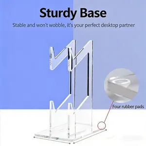 Double Layer Acrylic Handle Display Stand, Transparent Non-Slip Desktop Organizer, Suitable for Switch Controller, 1 Piece