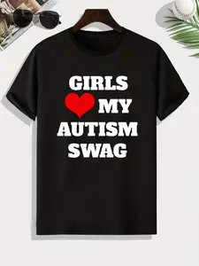 Autism Awareness Tee Shirt for Men - Girls Love My Swag Print, Casual Short Sleeve T-shirt for Summer, Spring, and Fall - Perfect Gift for Autism Advocates