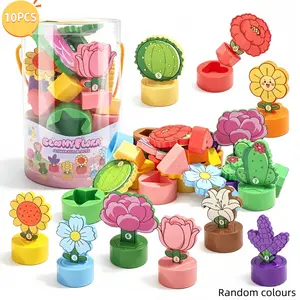 10PCS Flower Garden Toys, Kids Gardening Building Toy, Shape and Color Sorting Toys for Girls Boys Birthday Gifts （Random Colour）