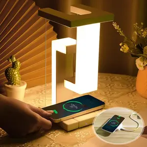 White LED Magnetic Levitation Mood Lamp with Mobile Phone Wireless Charger, with USB Charger Ports, 3 Lighting Effects, Touch Control, Floating Design, Suitable for Bedroom, Home, Office