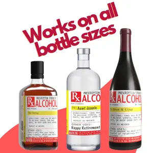 Joke Prescription-Strength Booze Labels - Personalized Removable Stickers Gag Gift Idea for Wine, Vodka, Tequila, or Any Liquor Bottles Decor Decorative Ornaments Cup