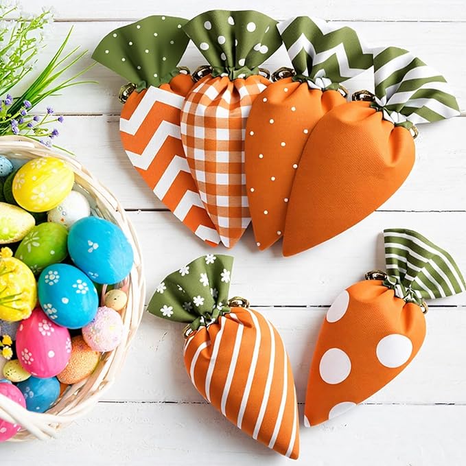 12/24 Pcs Easter Carrot Goodie Bags Fabric Drawstring Candy Bags Treat Gift Bags for Student Adult Office Employee Coworker,Easter Basket Stuffer for Egg Hunt,Outdoor Church School Classroom Decorations,Spring Birthday Party Supplies,Class Gift Exchange