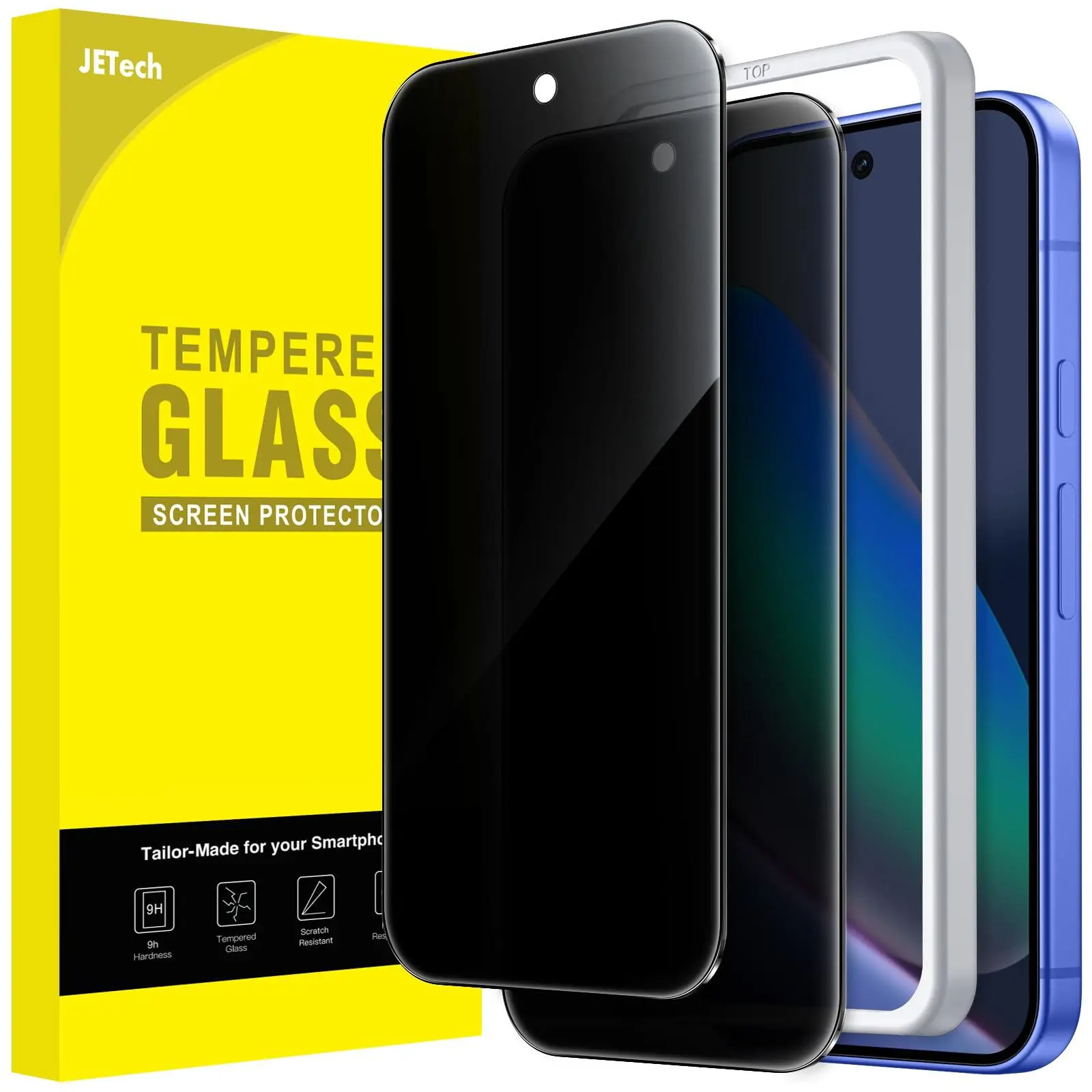 JETech Privacy Screen Protector for Google Pixel 11 Series, Anti-Spy 9H+ Tempered Glass Film, Easy Installation Tool, Fingerprint Unlock Compatible, Case-Friendly, Black