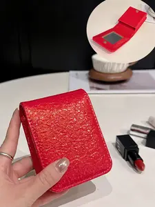 Women's PU Fabric Makeup Bag Vanity Purse with Mirror, Fashionable Simple Design, Magnetic Closure, Ideal for Office, School, Work, Travel, Outdoor