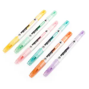 Double-Ended Fluorescent Pens, Set of 6 Aesthetic Markers, Fine Tip & Broad Tip Colored Highlighters for Bible Journaling, Planners, Notes