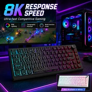 K81 Wireless Mechanical Keyboard, Tri-Mode, 8000mAh Battery, PBT Keycaps, RGB Gaming Keyboard, Free Transparent Keycap Set