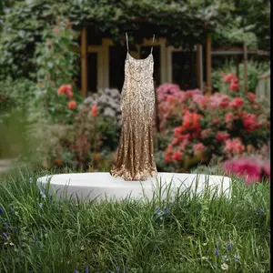 Windsor Champagne Flare Sequin Dress M/6-8