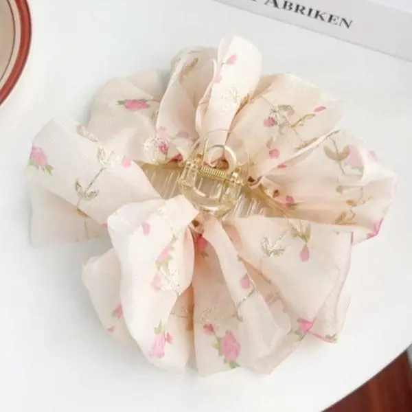 Floral Bow Claw Clip