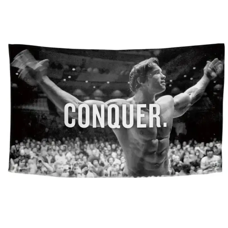 Conquer Gym Motivational Poster, 1 Count Gym Decor Backdrop, Indoor Backdrops, Fashionable Wall Hanging Banner for Home Gym, Party Decoration, Party Decorations Banners, Decorations Supplies home accessories home accessories backtoschoolshopping
