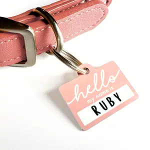 “Hello My Name Is” Cute Custom Pet ID Tag, Dog Collar Tag, ID Tag for Dogs and Cats