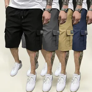 4PCS，Men’s cargo shorts four-piece set — slanted pocket design, versatile casual wear; 4-piece bottoms set suitable for everyday wear.