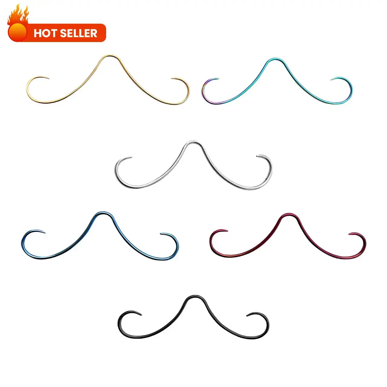 316L Surgical Steel 14G Mustache Nose Rings Horn Septum Bar Piercing Jewelry