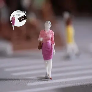 1:64 Scale Realistic Business Woman Miniature Figure with Briefcase | Pink Outfit Office Lady Pedestrian Model for City Street & Car Diorama | High Detail Diorama Accessory Perfect for 1/64 Car & City Layouts