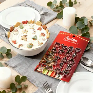 20-Piece Mini Christmas Cookie Cutter Set- Stainless Steel Baking Molds with Santa, Tree, Snowman, Reindeer & Star Shapes for Christmas Decorations, DIY Cakes, Festive Treats & Cutting Fruits Vegetables for Yogurt Bowls, Baking Supplies Kit