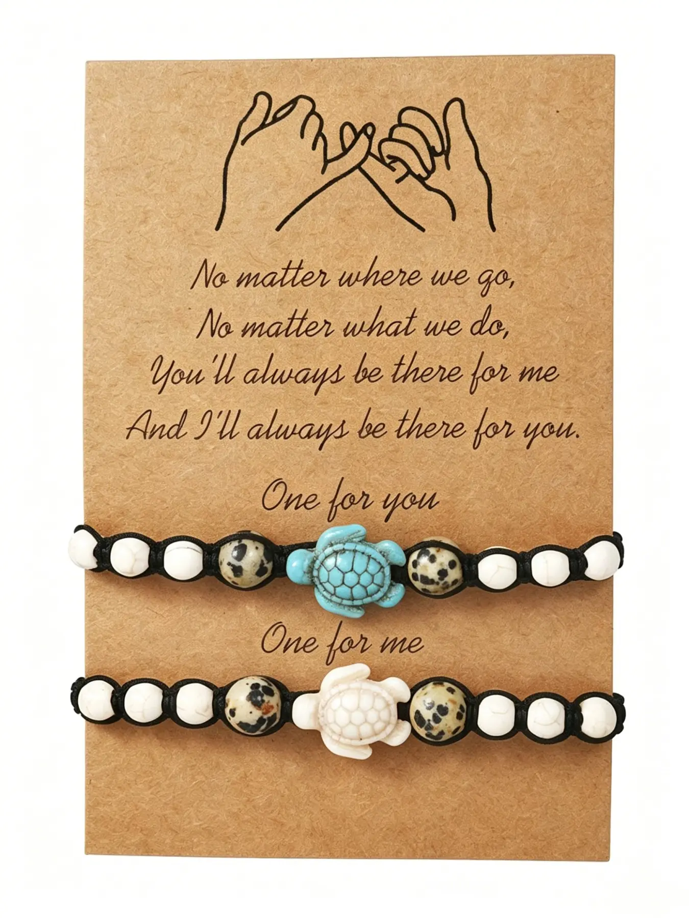 2Pcs Bohemian Adjustable Turtle Braided Card Bracelets, Friendship Wristbands, Matching Bracelets, Natural Stone Beaded Jewelry, Perfect for Beach Vacation & Daily Wear, Gift for BFF, Lovers & Couples