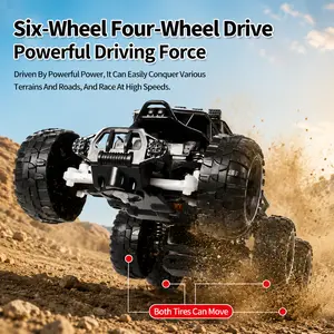 Six-wheel alloy rock climbing remote control car, four-wheel drive off-road RC toy, all-terrain high elasticity shock absorption LED Night Driving, children's day and birthday gift over 3 years old RC Cars, Remote Controlled Car, Remote Control Crawler