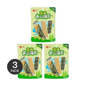 JIJU 3-Pack Sesame Seaweed Snacks with Filling, Crispy & Savory, 35g per Bag