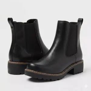 Women’s Celina Ankle Chelsea Boots – Black Slip-On Block Heel Boots with Memory Foam Insole | Round Toe Comfort Boot (Size 7.5)