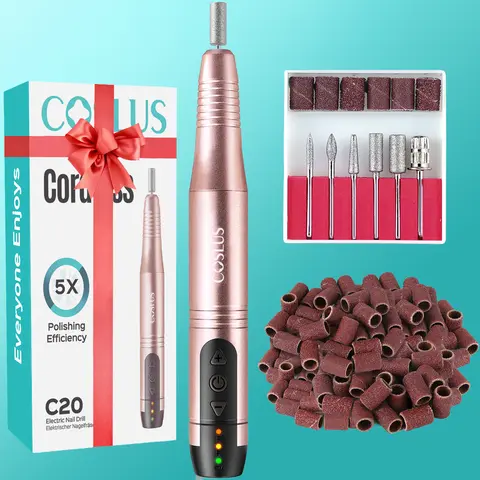 COSLUS C20 Cordless 5V Electric Nail Drill Kit - Lightweight E-File Pedicure Tool for Adults, Quiet Long-Lasting Power, 6-Bit Versatility, Cuticle Removal, Acrylic Nail Remover, Adjustable Speed At-Home Essential