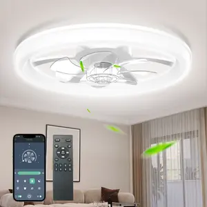 GALENTAL Dimmable Modern LED Fan Light, Ceiling Fan With Light Remote, 3 LED Color Temperature, 6 Speed Noiseless AC Motor, Timer Setting,Adjustable Brightness,White Fandelier Ceiling Fans for Bedroom,Dining room, Living room, Study, Valentine's Day