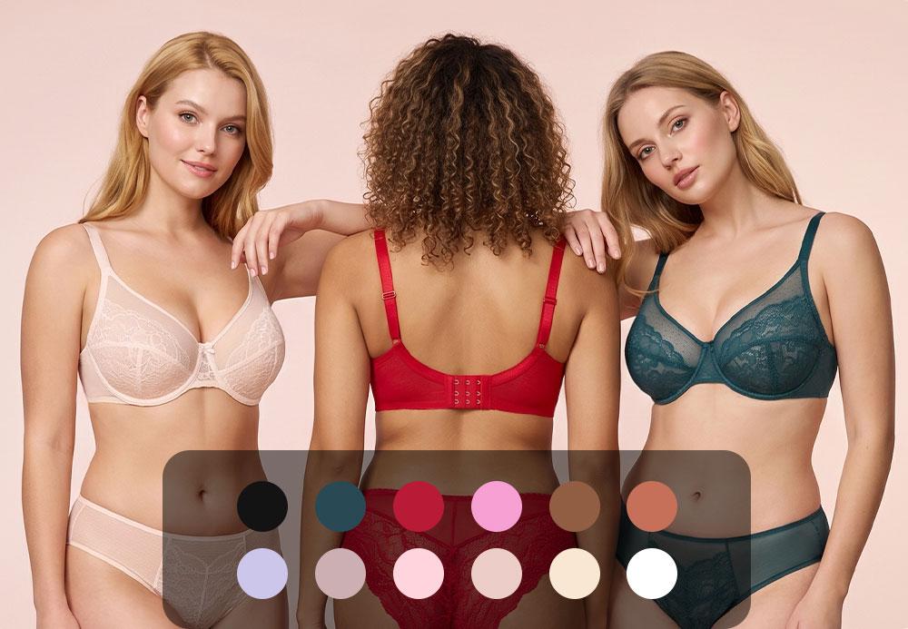 HSIA Enchante Unlined Floral Lace Underwire Plus Size No Padding Full Coverage Bra Set 2 Pack Womenswear
