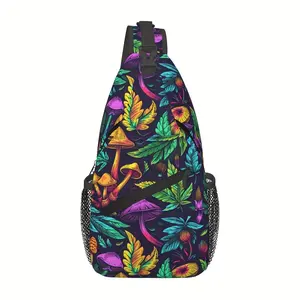 Crossbody Bag Hiking Backpack Mushroom And Leaf Pattern Shoulder Bag Foldable Large Capacity Fashion Durable Can Be Used For Shopping, Work, Leisure Travel Beach Bag Fishing Backpack Travel Accessories Backpack For School Back Christmas Gifts