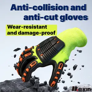 Mexin-LBST-03 Orange outdoor anti smashing, anti impact and shock-absorbing TPR patch protective gloves are soft and breathable