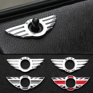 1/2PCS Car Window Door Pin Lock Wing Emblem Badge Decoration Stickers For Mini Cooper One S JCW R56 R50 R53 F56 F55 R60 R57 Car Styling Accessories Sticker For Cars Car Accessory
