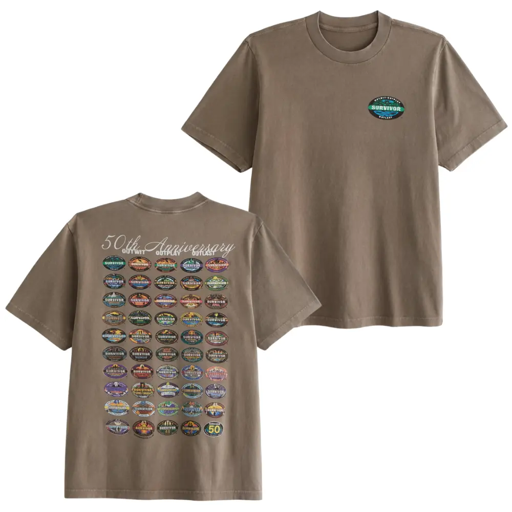Retro Vintage Survivor Shirt, 50th Anniversary Outwit Outplay Outlast All Seasons Logo Grid Graphic on Soft Comfort Colors Cotton, Unisex Fit for Fans, Perfect Gift for Dad or Reality TV Lover Dad or Ireland Trip Buddy