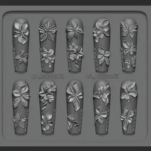 French Style 3D Carving Nail Mold Lily Flower Five Petals Flower Silicone Mold DIY Nail Art Tool