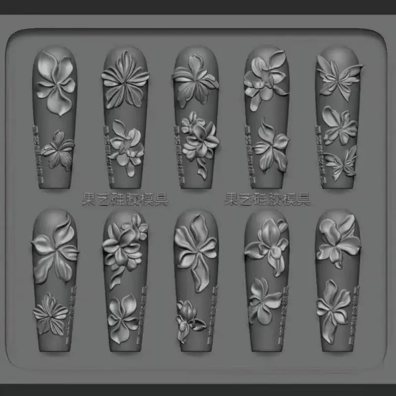 French Style 3D Carving Nail Mold Lily Flower Five Petals Flower Silicone Mold DIY Nail Art Tool Nail Art Supplies