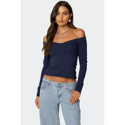 V Neck Off Shoulder Shirt Thin Summer TikTok Shop