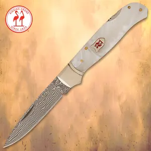 Kissing Crane Limited Lockback Imitation Pearl Damascus