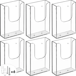 MaxGear Brochure Holder 4x9 Inch Acrylic Wall Mount Pamphlet & Flyer Holder, Clear Plastic Organizer for Tri-Fold Brochures and Marketing Literature, 6 Pack