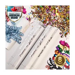 Confetti Cannon Party Poppers - Metallic Foil Multicolor Confetti Poppers & Streamers - 8 Pack - Party Cannon Glitter Bomb Pop Gun for Birthday, Graduation, Celebration, Pranks