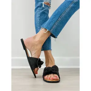 Pierre Dumas Empress Slip-On Sandals in Black