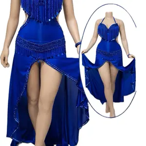Royal Blue Sequin Fringe Dance Dress for Women Ideal for Latin Salsa & Tango Performances Elegant and Stylish