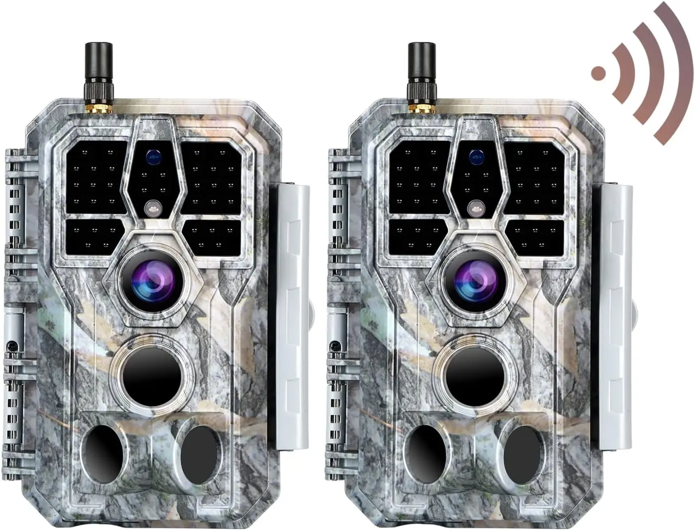 2 Pack BLAZEVIDEO WiFi Game & Trail Camera 64MP 1296P, Night Vision 0.1s Trigger Time Waterproof IP66 Motion Activated, App Controll Send Picture to Cell Phone for Hunting Wildlife, Home Surveillance(280Wgrey)