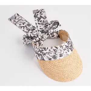 Fable England Tree Of Life Monochrome Raffia Visor Fable England Tree Of Life Monochrome Raffia Visor