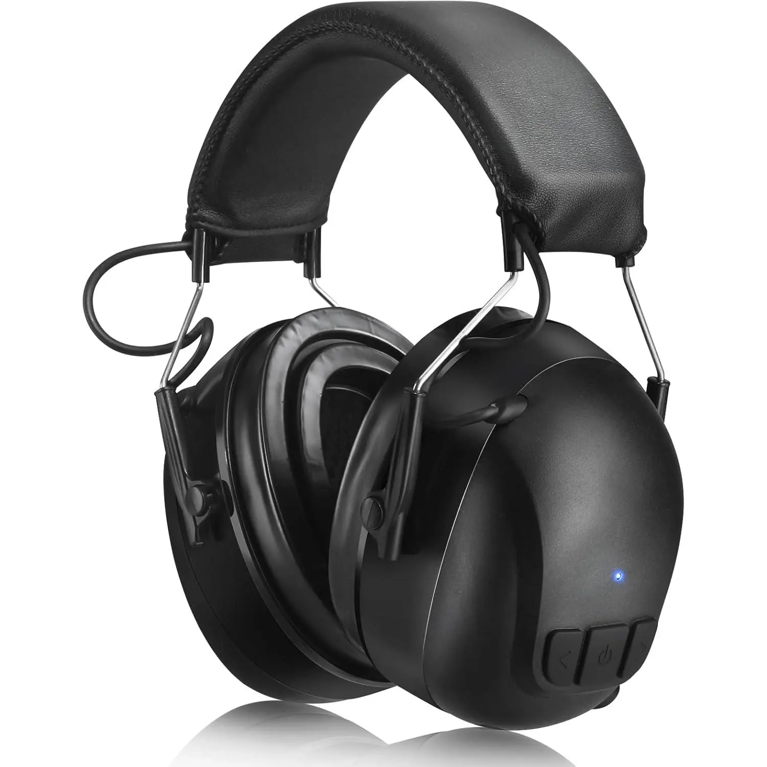 Gel Ear Pads Bluetooth 5.4 Hearing Protection Headphones, 30dB Noise Cancelling Headphones, 1200mAh Rechargeable Safety Earmuffs Bluetooth Ear Protection for Mowing Audio Headset Earbud Electronic Black