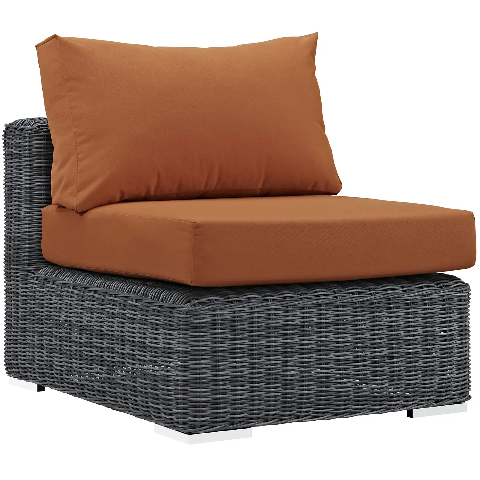 Modway Summon Outdoor Sectional Patio Couch Rattan Sofa - Armless, Sunbrella® Canvas Tuscan, All-Weather Cushions, Powder-Coat Frame, Rustproof Outdoor Furniture Sets