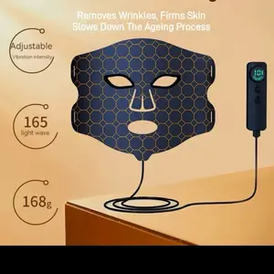 Red Light Blue Light Therapy Mask - Adjustable Vibration, 165 Light Wave, 168g Weight, Removes Wrinkles, Slows Down Aging Process Comfort Facial
