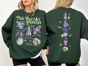Pick Your Poison 2 Sides Sweatshirt, Retro Halloween Shirt, Halloween Villain Poison Hoodie, Oh Right That Poison T-Shirt, Spooky Season Gift